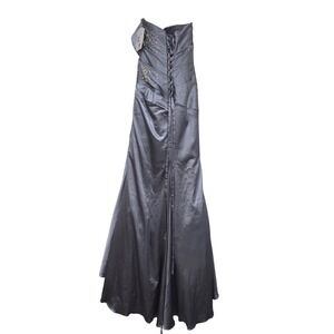 Flirt by Maggie Sottero Prom DressSteel GreySatin Beaded Corset Back P1439 Sz 12